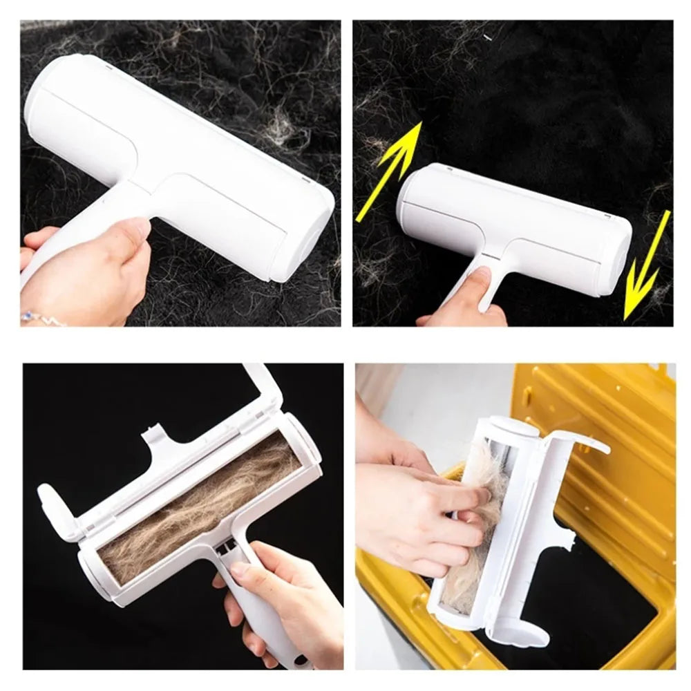 Pet Hair Remover Roller Self Cleaning 2 Way Lint Brush Manual Furniture Fabric Cleaner - Green
