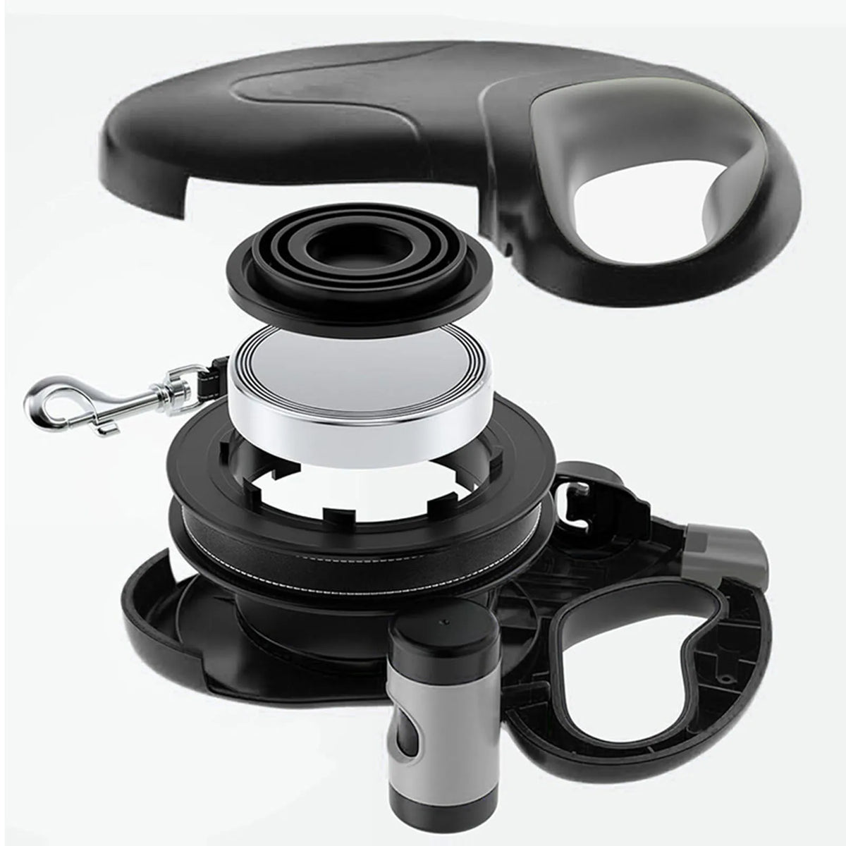 Dog Leash 10 m Retractable Lead 360° Tangle Free Handle with Waste Bag Dispenser for Outdoor Walks