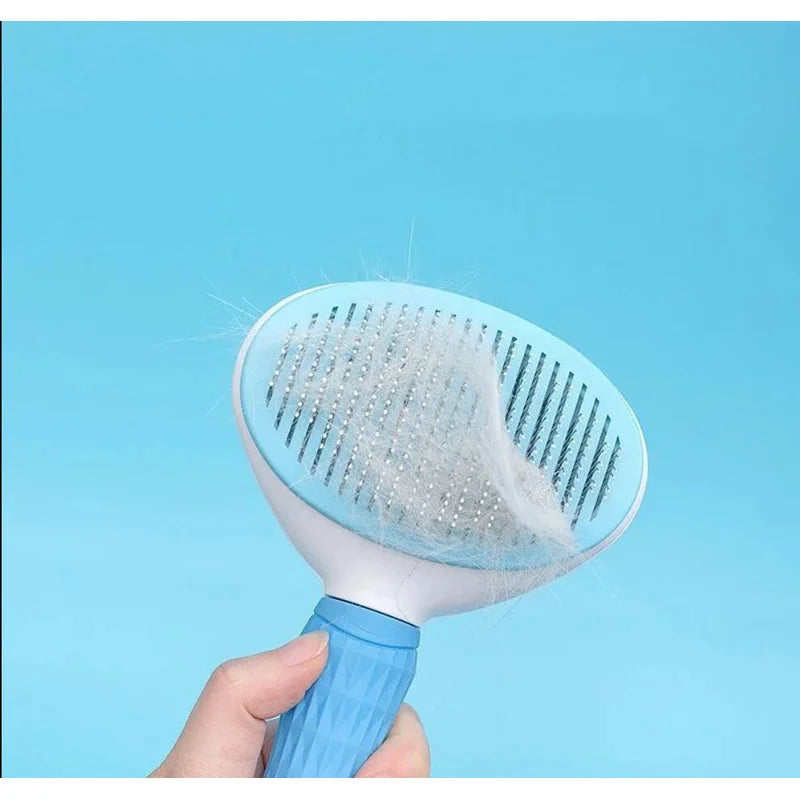 Pet Grooming Comb Floating Hair Removal Gentle Massage Brush for Cats and Dogs - Blue