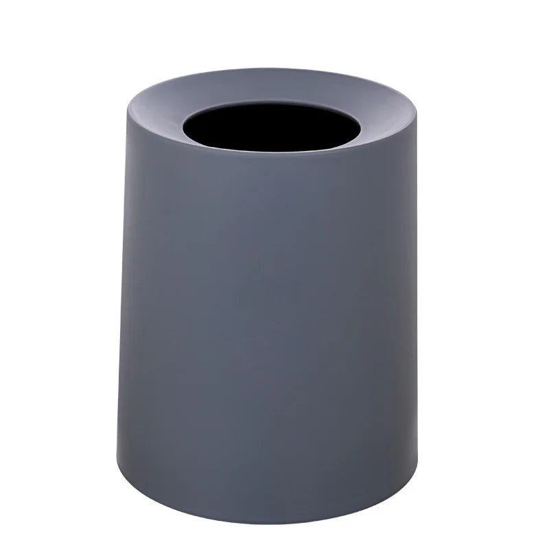 Plastic Trash Can 12L Matte Finish Waste Bin Double Layer Storage Bucket Gray