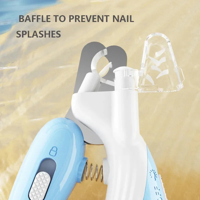 Pet Nail Clippers 13.3cm LED Light Stainless Steel Claw Trimmer Ergonomic Handle - Beige