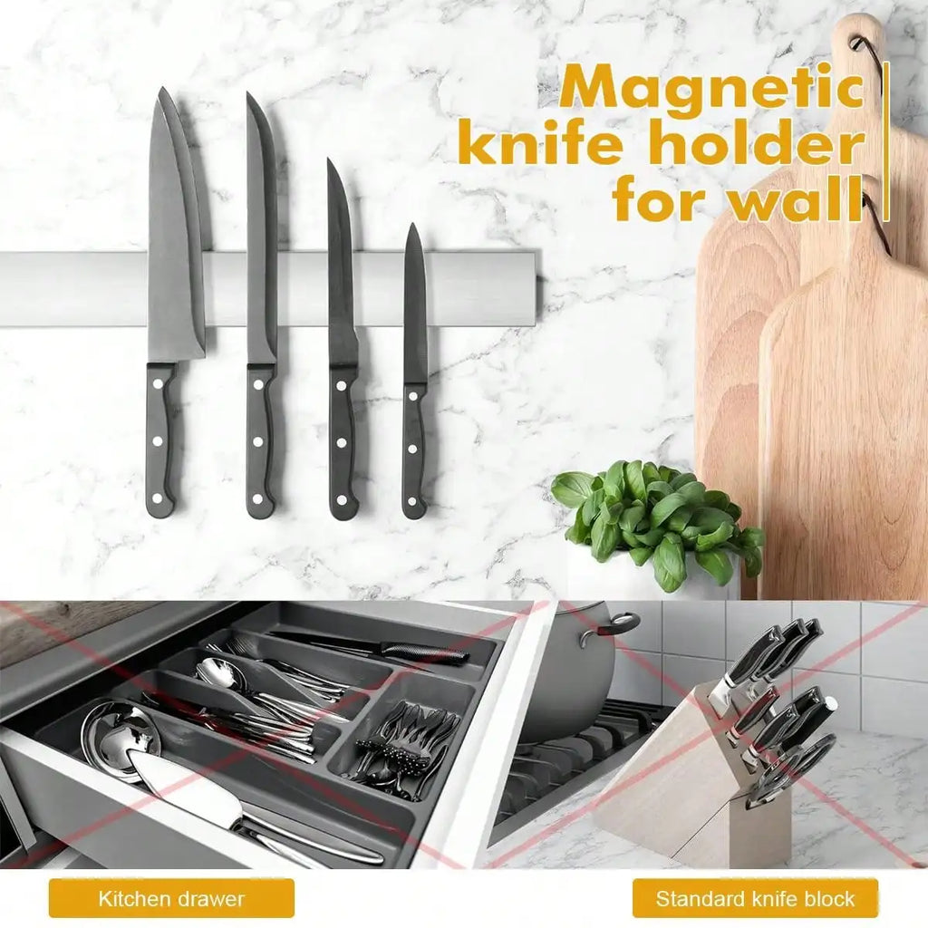 Knife Holder 30cm Magnetic Wall Mounted Stainless Steel Kitchen Utensil Storage Strip