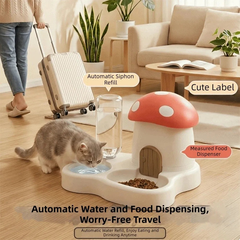 Pet Automatic Feeder 400g Gravity Refill Food and Water Dispenser Dry Wet Separation - Black
