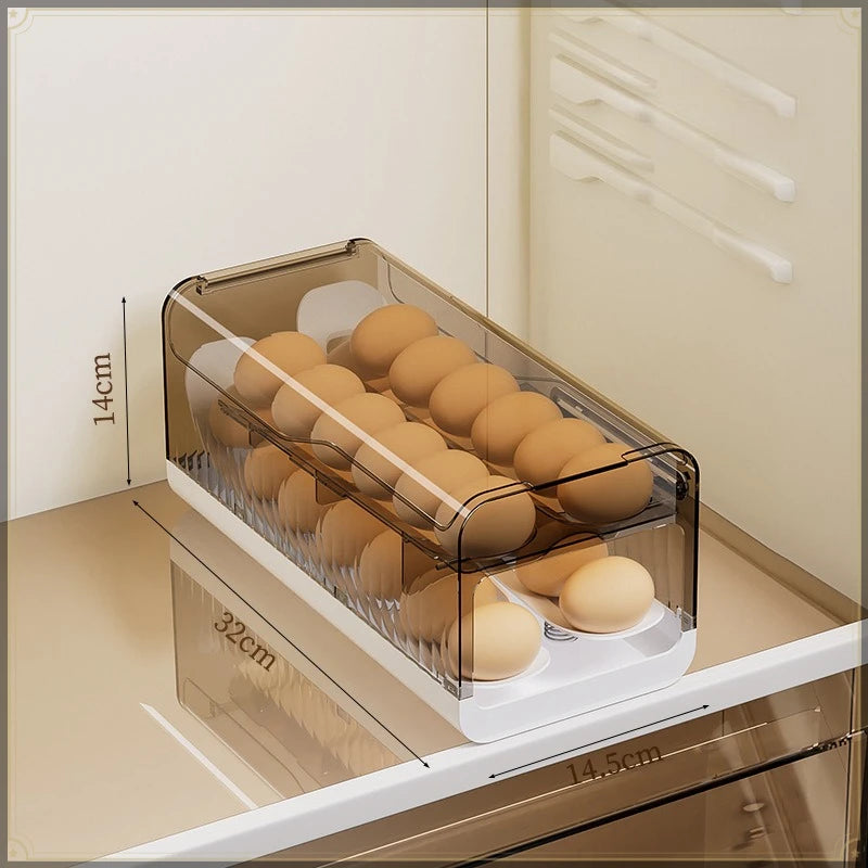 Egg Storage Box Sliding Dispenser with Visible Design - Black