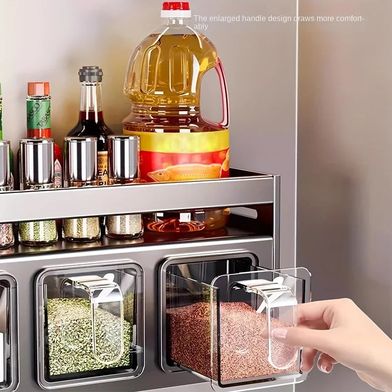 Spice Rack Kitchen Storage Organiser with Multi Level Jar Holder