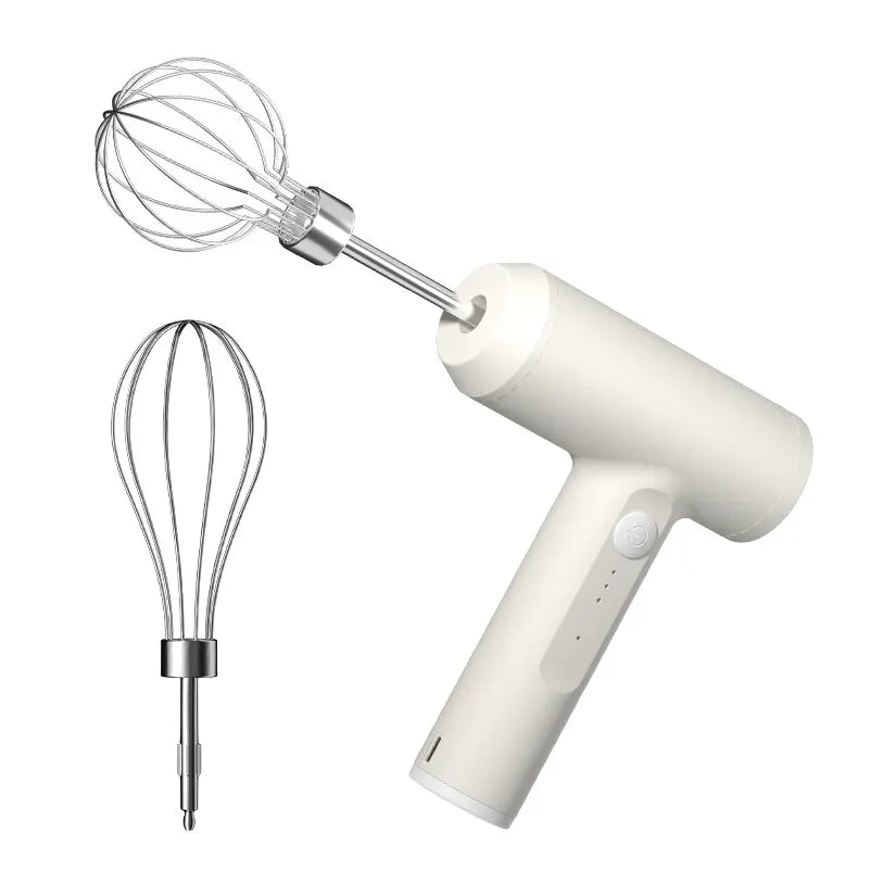 Electric Food Mixer 3 Speed USB Rechargeable Stainless Steel Handheld Whisk Mixer – White