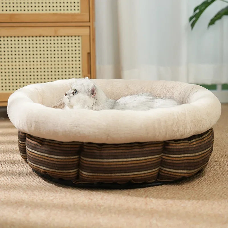 Pet Bed Round Washable Non-Slip Plush Pet Nest - Large
