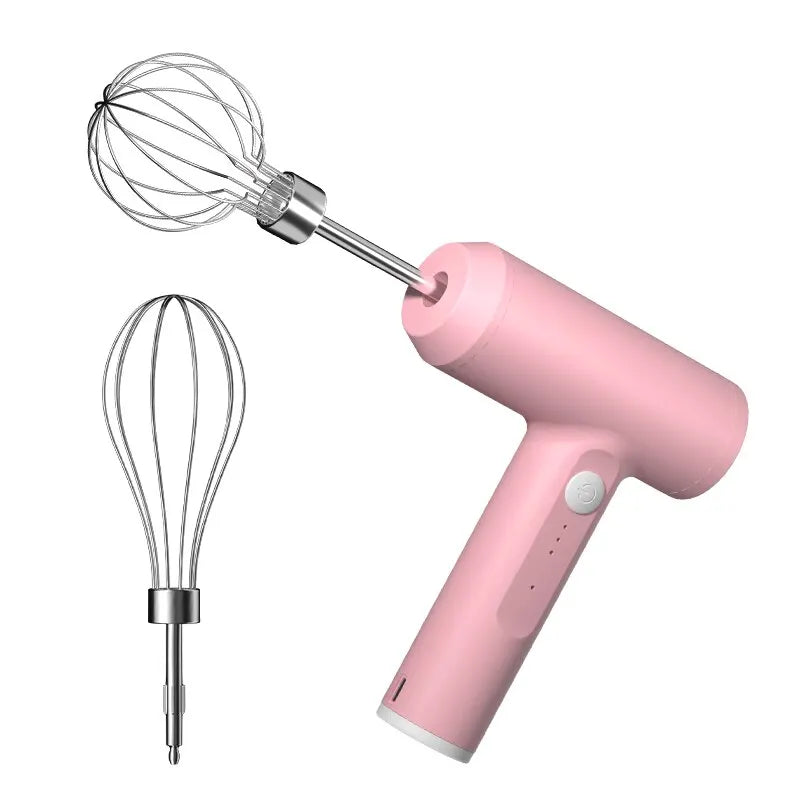 Electric Food Mixer 3 Speed USB Rechargeable Stainless Steel Handheld Whisk Mixer – Pink