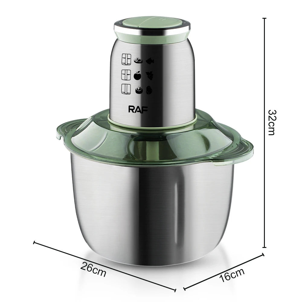 Food Processor 5L Electric Meat Mincer 1000W Stainless Steel Kitchen Chopper – Green