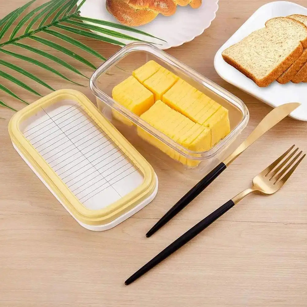Butter Storage Container with Cutter 200g Cheese Keeper Food Storage Box for Refrigerator – Yellow