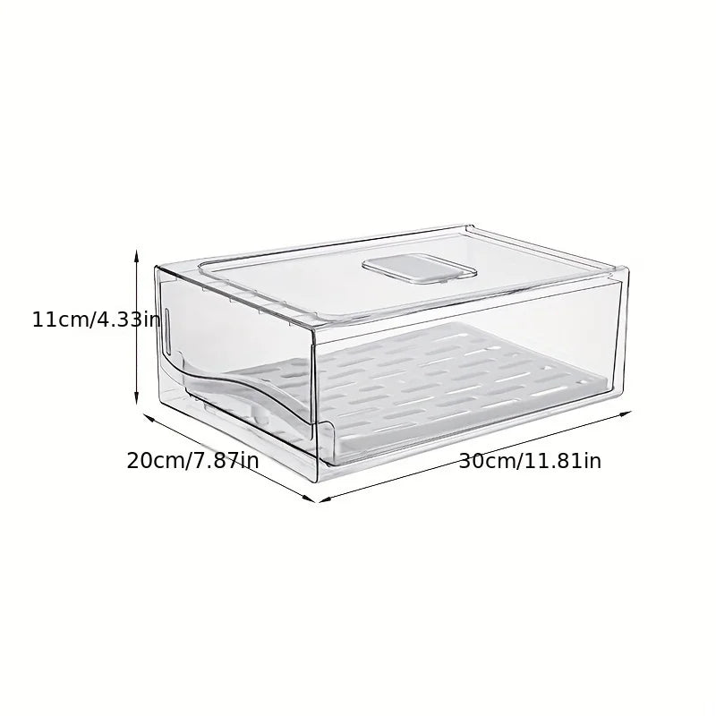 Food Storage Box Refrigerator Drawer Organiser Fresh Food Container with Lid - Large