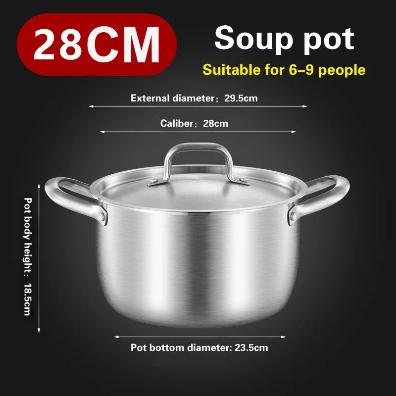 Soup Pot 28cm 316 Stainless Steel Deep Stock Cooking Pot with Lid