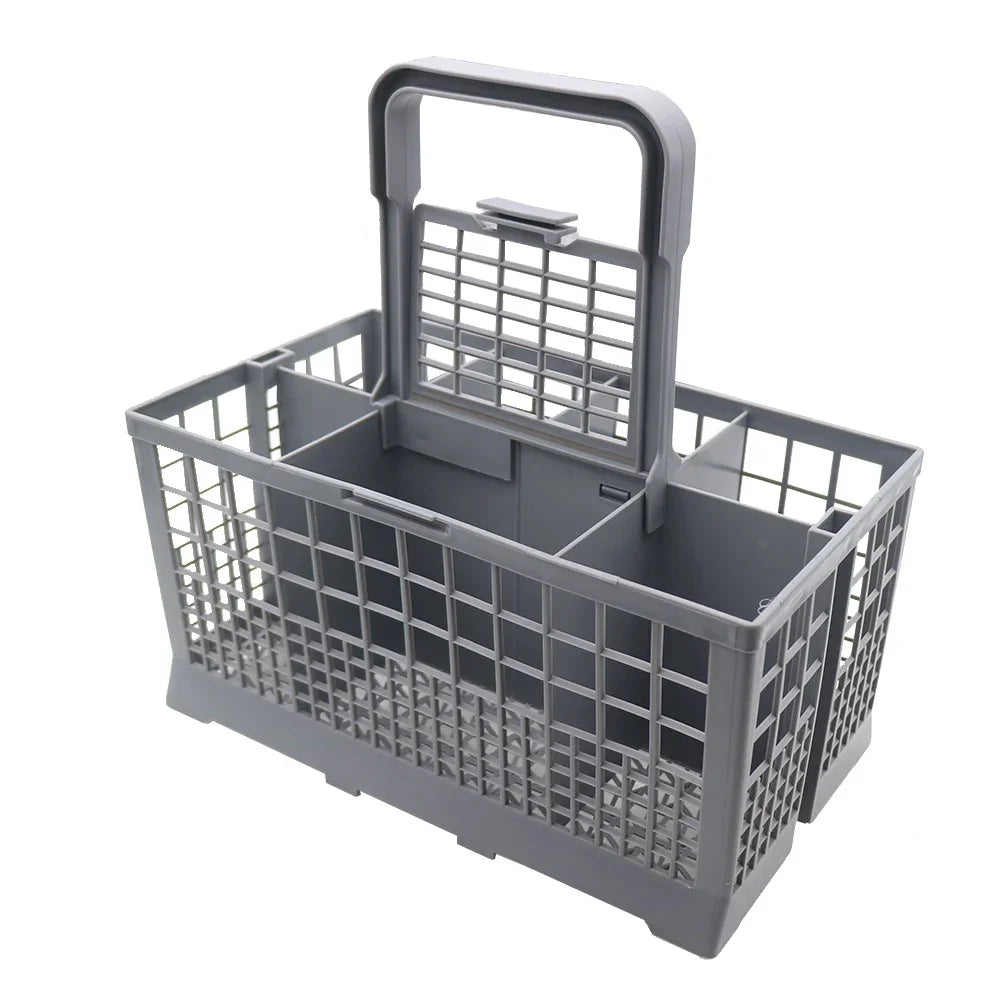 Universal Dishwasher Cutlery Basket Replacement Dish Rack Utensil Holder with Removable Handle – Grey