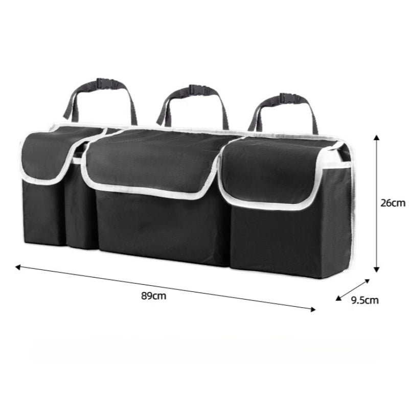 Car Backseat Storage Bag 4 Pocket Oxford Organizer with Hanging Design for SUV and Sedan