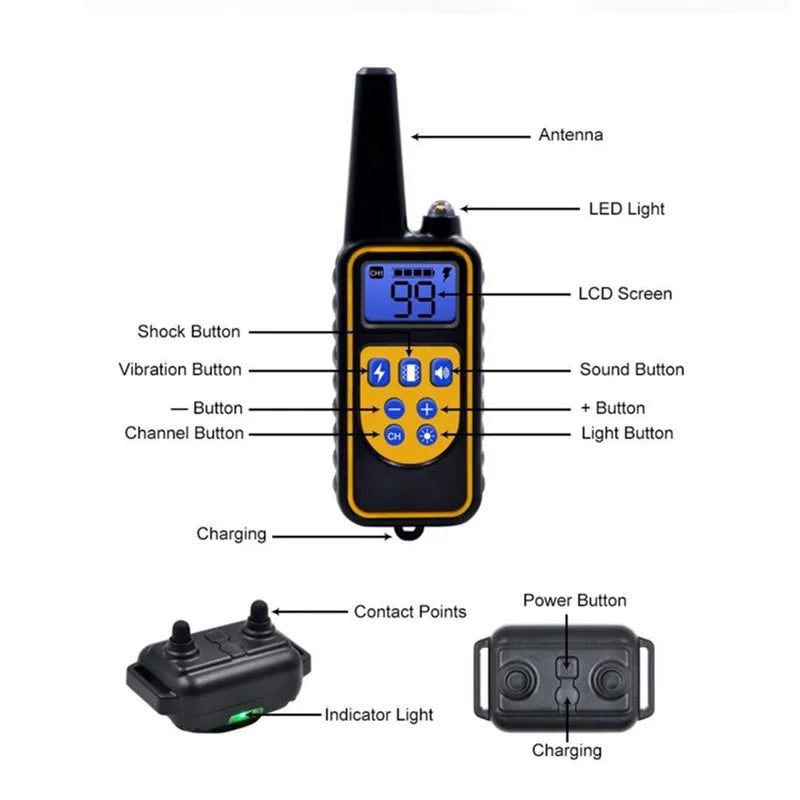 Rechargeable Dog Training Collar Remote Control Waterproof Training System 3 Collar Set
