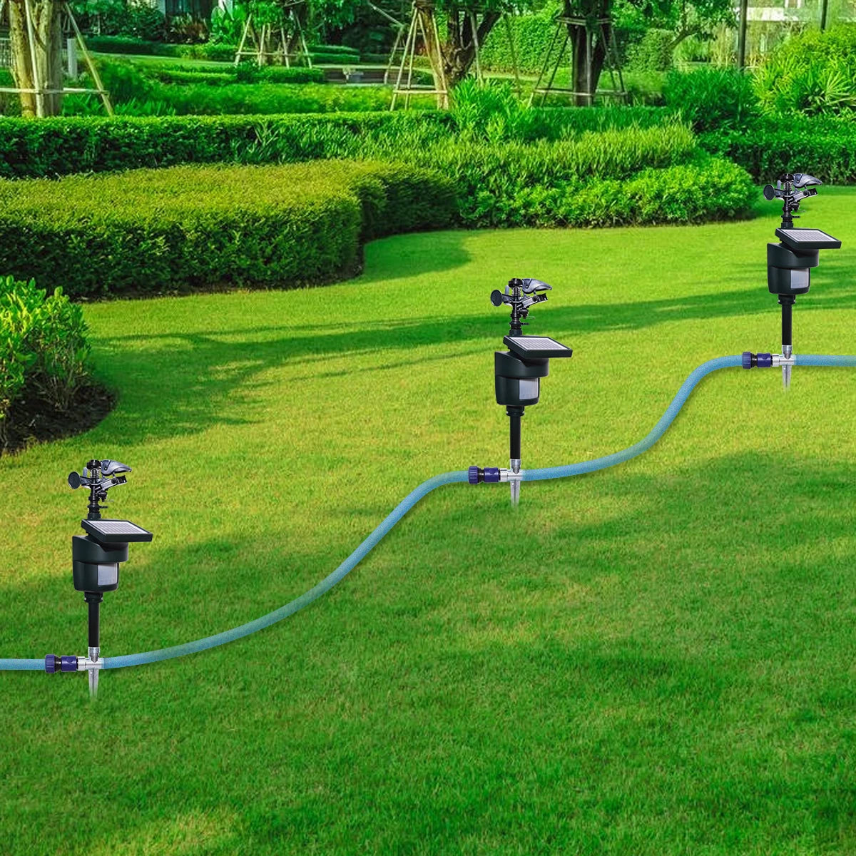 Solar Motion Sensor Sprinkler Animal Repeller with Eco-Friendly Jet Spray for Garden Pest and Bird Control