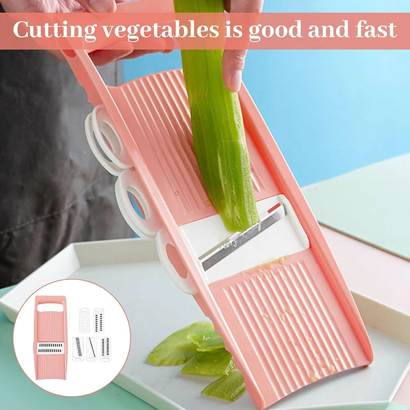 5-in-1 Vegetable Fruit Slicer Multifunctional Grater Shredder Chopper – Blue