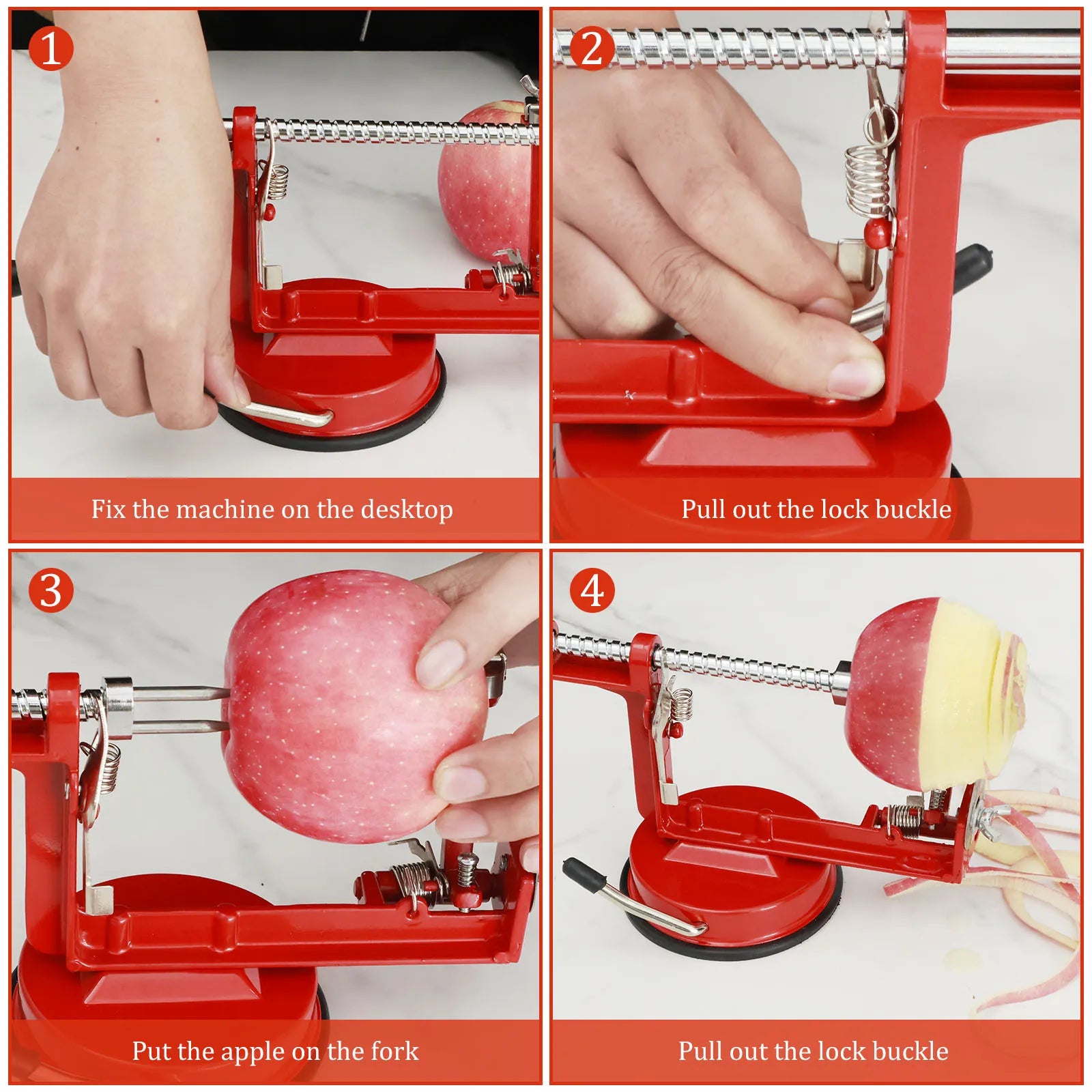 Fruit Peeler 30cm Hand Crank 3 in 1 Stainless Steel Peeling Slicing Coring Kitchen Tool
