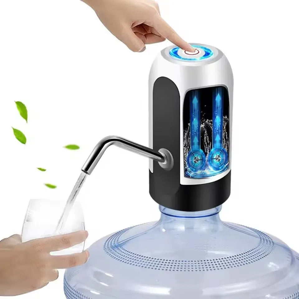 Water Bottle Pump USB Rechargeable Automatic Drinking Water Dispenser Portable One Touch – White