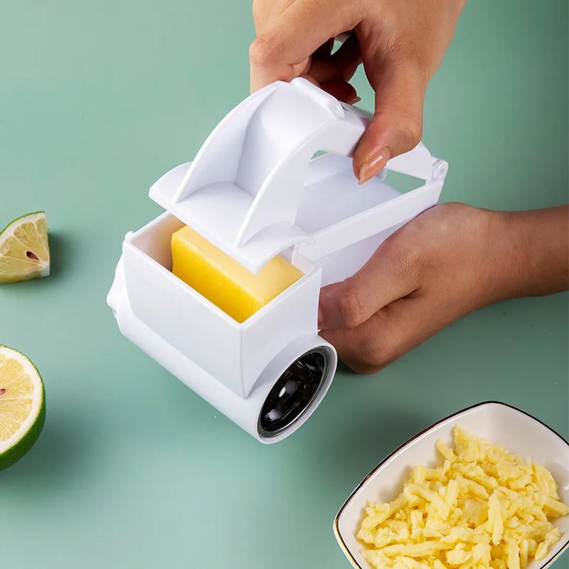 3 in 1 Manual Rotary Cheese Grater Hand Crank Kitchen Food Slicer and Shredder - White