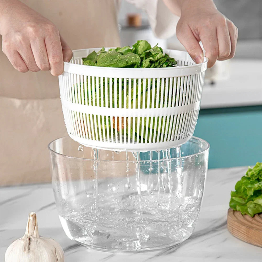 Salad Spinner 3L Multifunction Vegetable Dryer Lettuce Washer Kitchen Spinner – White