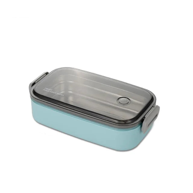 Lunch Box 1 Layer 304 Stainless Steel Insulated Microwave Food Container Portable Bento Box – Blue