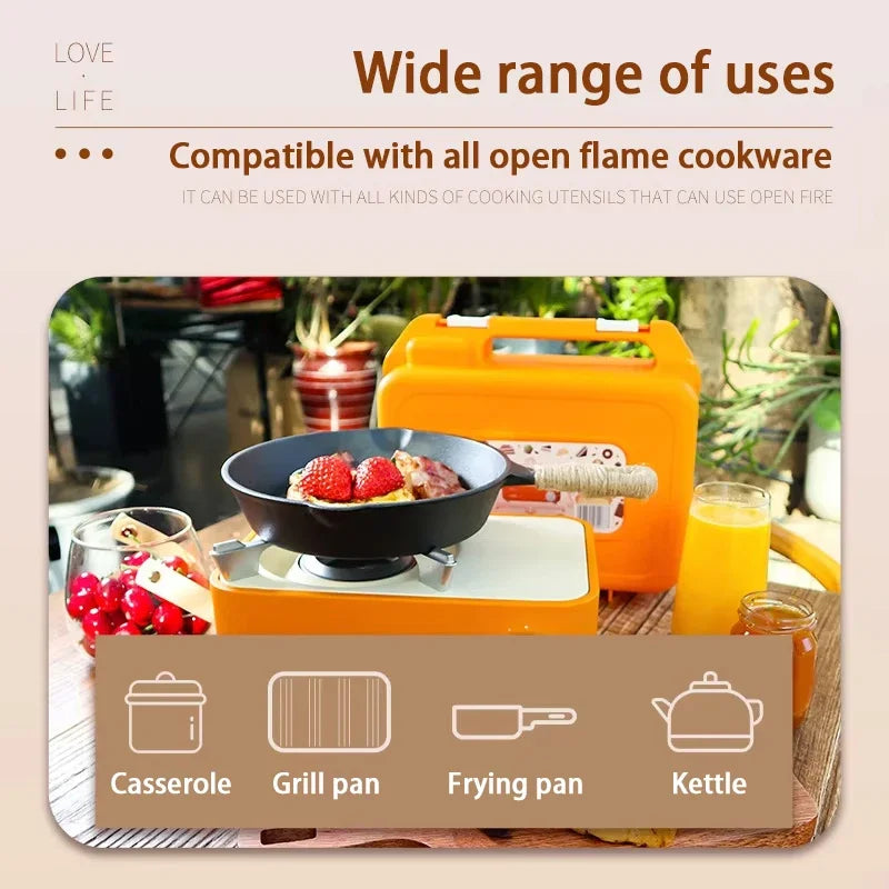 Camping Gas Stove 2.1kW Portable Folding Butane Cassette Burner – Brown