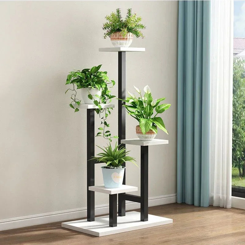 Plant Stand 5 Tier Floor Standing Flower Pot Display Rack Steel Frame – Black