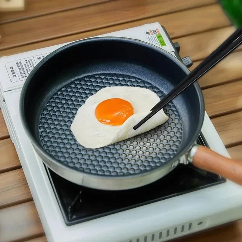 Frying Pan Stainless Steel Non Stick Portable Outdoor Cooking Pan with Detachable Handle