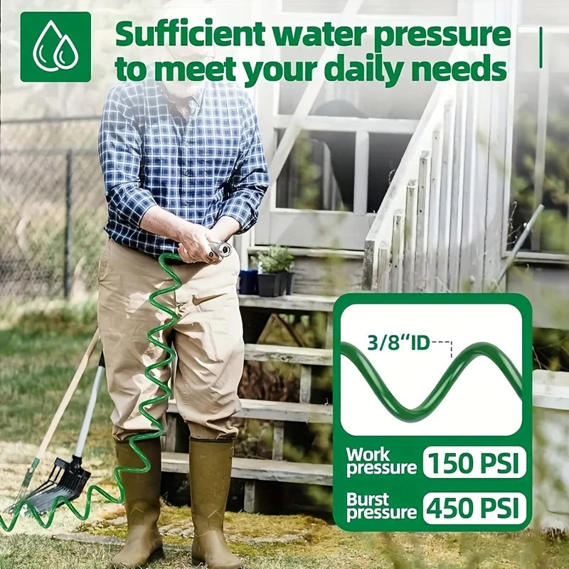 Telescopic Garden Spring Water Hose 10m EVA Flexible Coil Hose with Adjustable Spray Gun