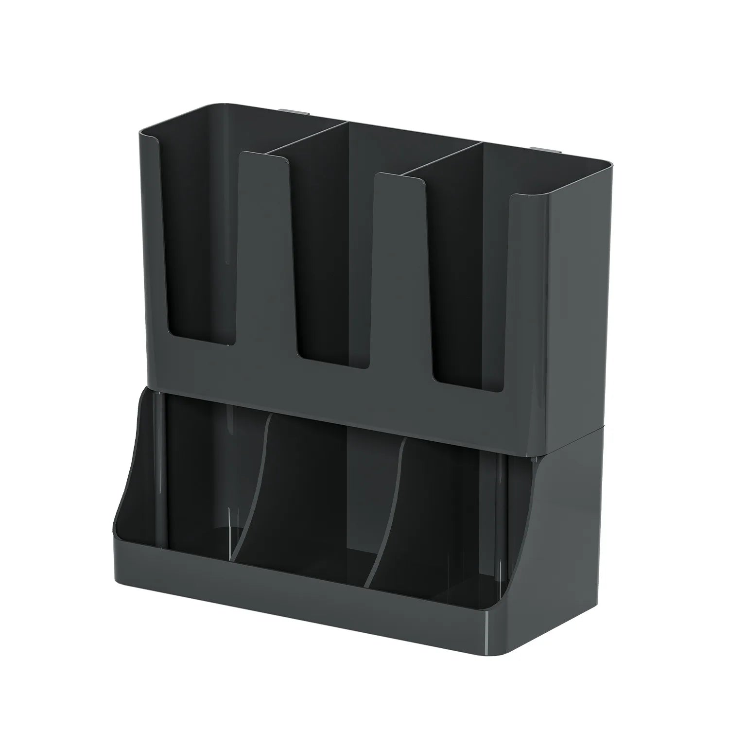 Coffee Station Organiser Wall Mounted Countertop Cup and Condiment Storage Rack - Black