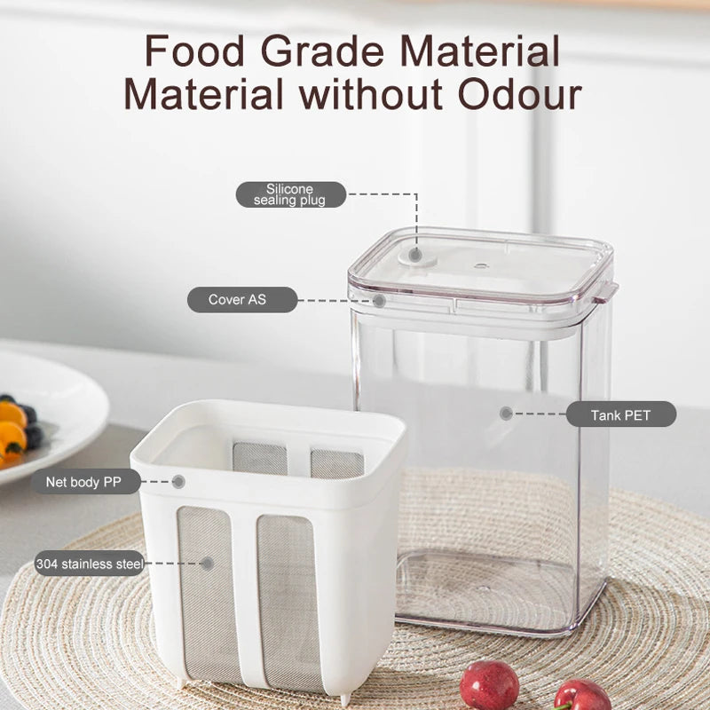 Yogurt Filter 1100mL Stainless Steel Mesh Cold Filtration Whey Separator Container