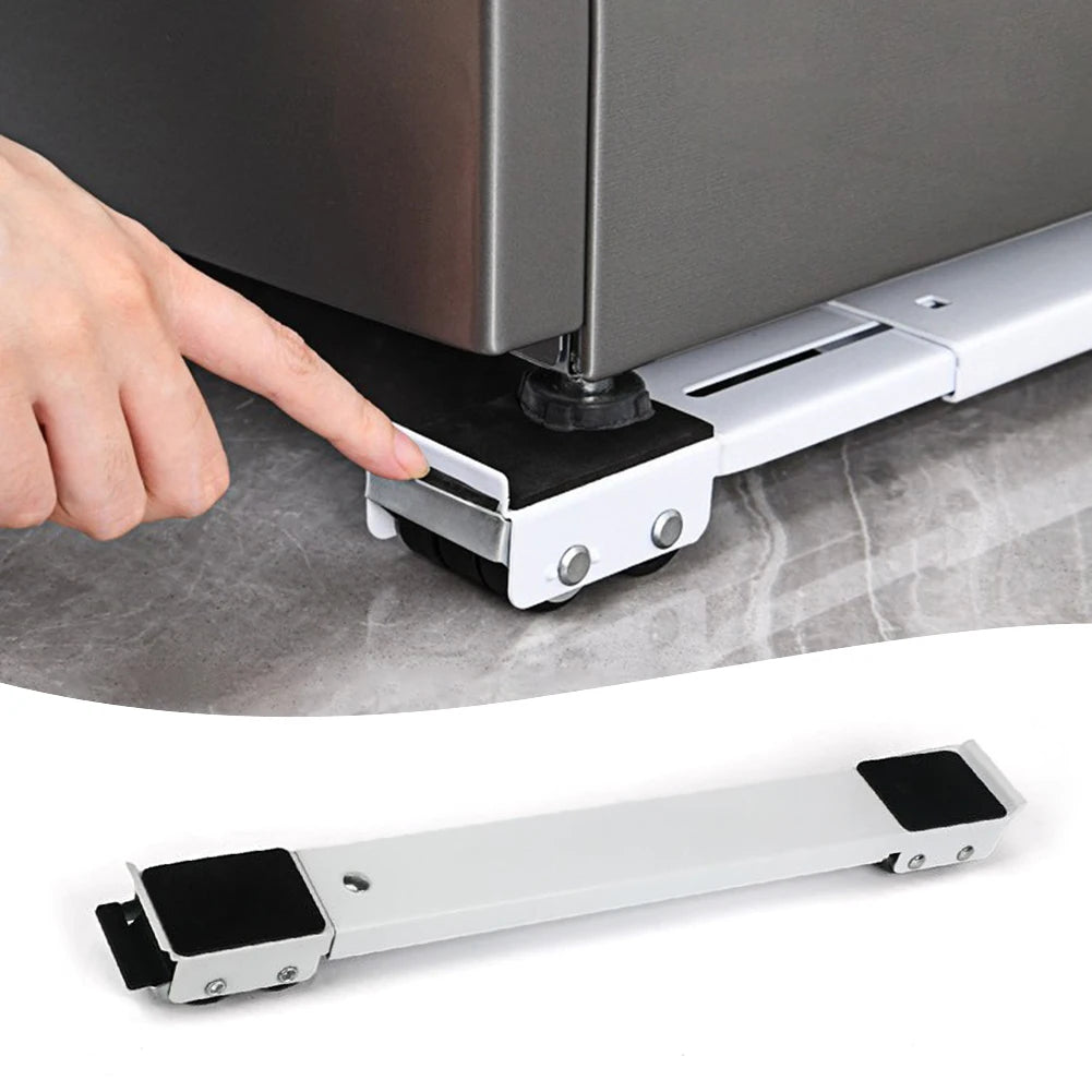 Furniture Roller Base 2 Pack Adjustable Appliance Moving Wheels with Locking Casters – White