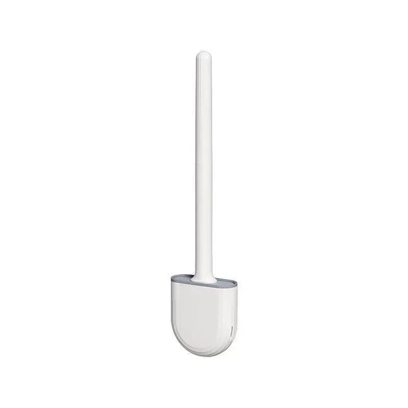 Silicone Toilet Brush with Holder Leakproof Wall Mounted Bathroom Cleaning Brush – White