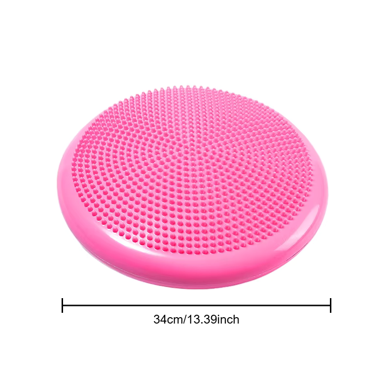 Balance Pad Inflatable PVC 34cm Wobble Cushion with Massage Surface and Pump for Core Training - Pink