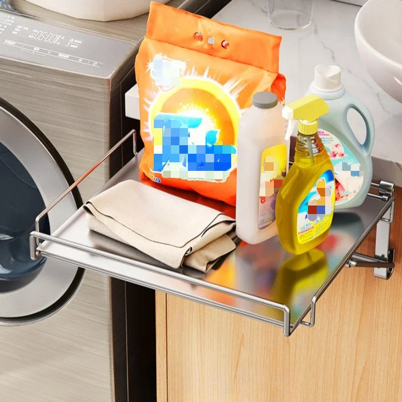 Stainless Steel Foldable Countertop Storage Rack – Space-Saving Stackable Shelf -  Silver