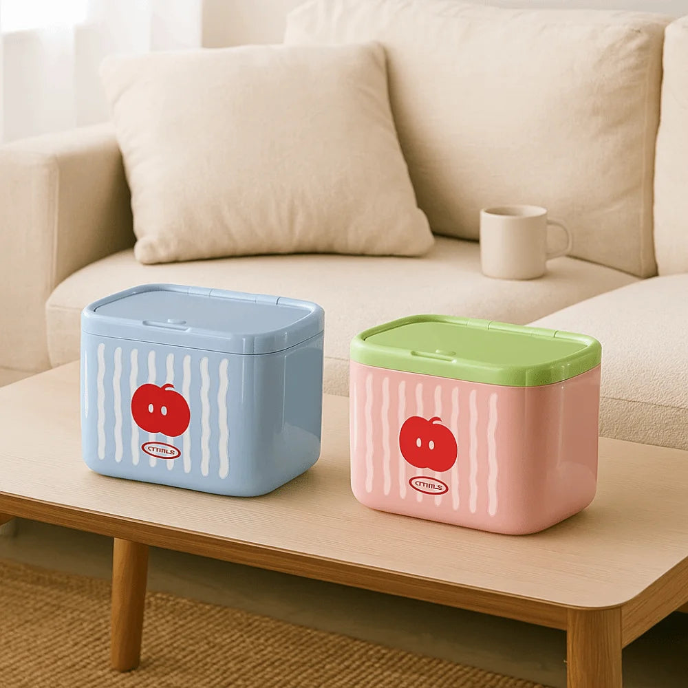 Automatic Cotton Swab Dispenser Dustproof Cotton Bud Holder with Lift-Up Storage Box – Pink
