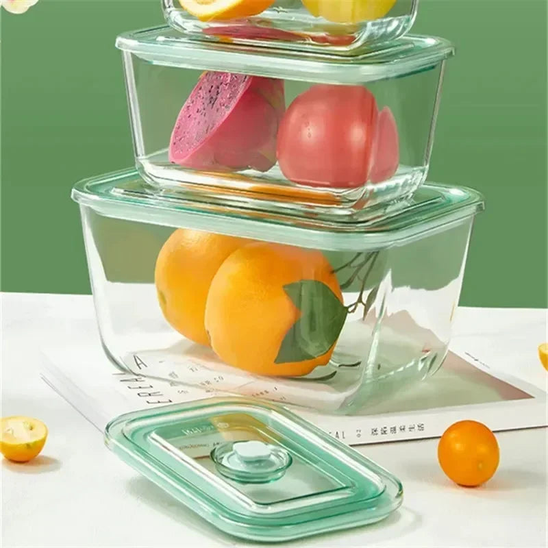 2800ml Heat Resistant Glass Food Storage Container with Airtight Lid Microwave Oven Safe Fresh Keeper Bowl – Grey