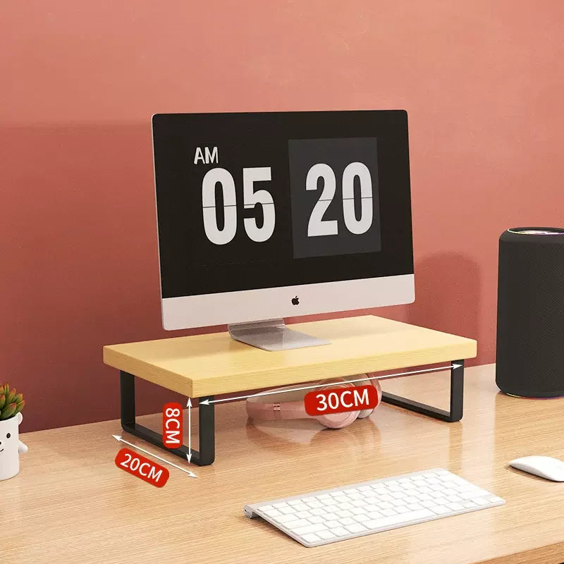 Bamboo Monitor Stand Riser Desktop Laptop Shelf Organiser 30 × 20 × 8 cm – Khaki
