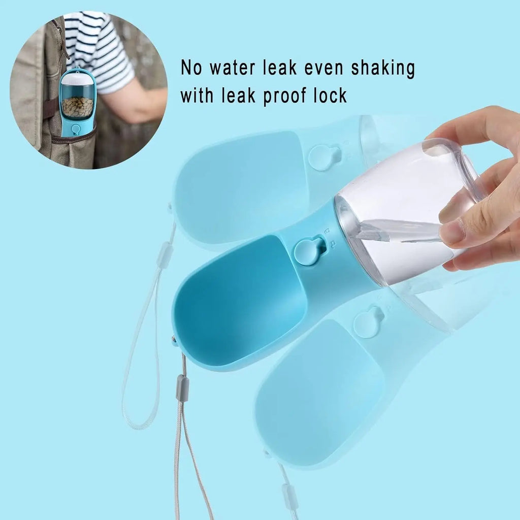 Pet Water Bottle 2 in 1 Portable Water Dispenser with Treat Container - Pink