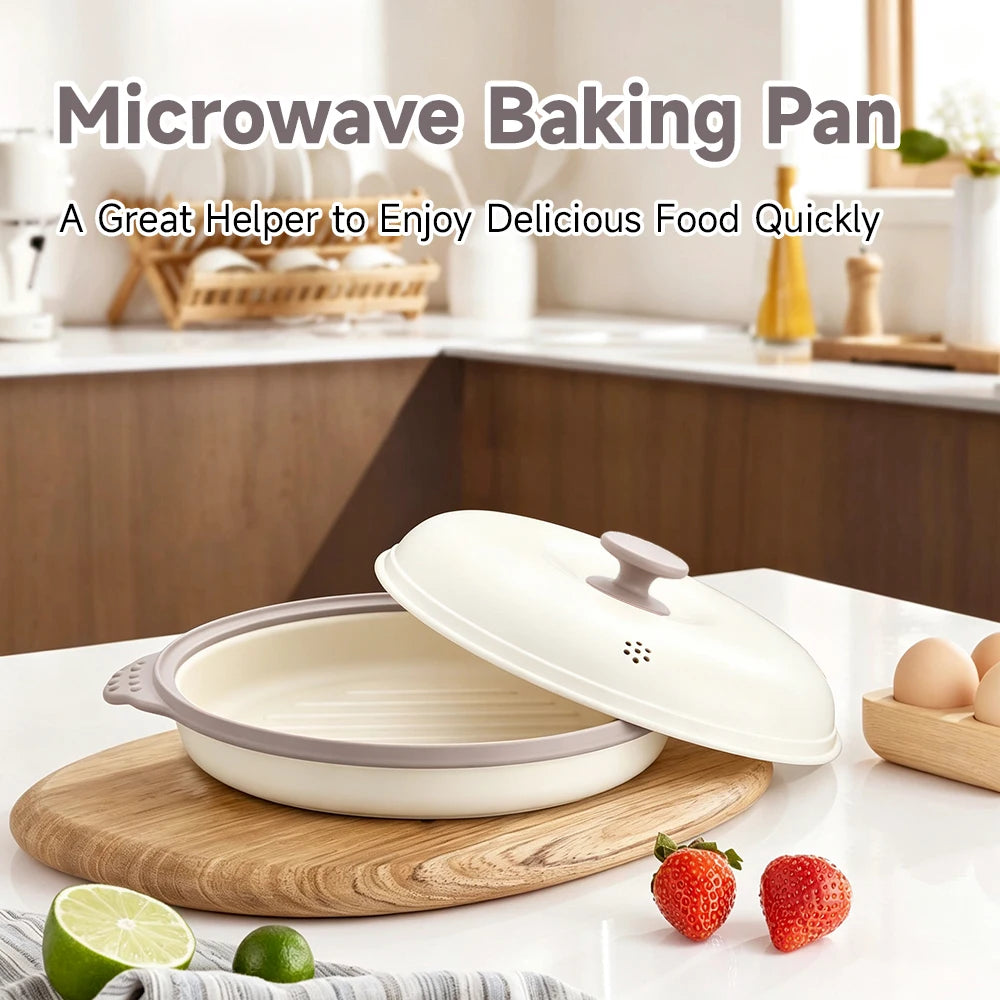 Frying Pan Microwave Cooking Pan with Glass Lid for Grilling and Cooking
