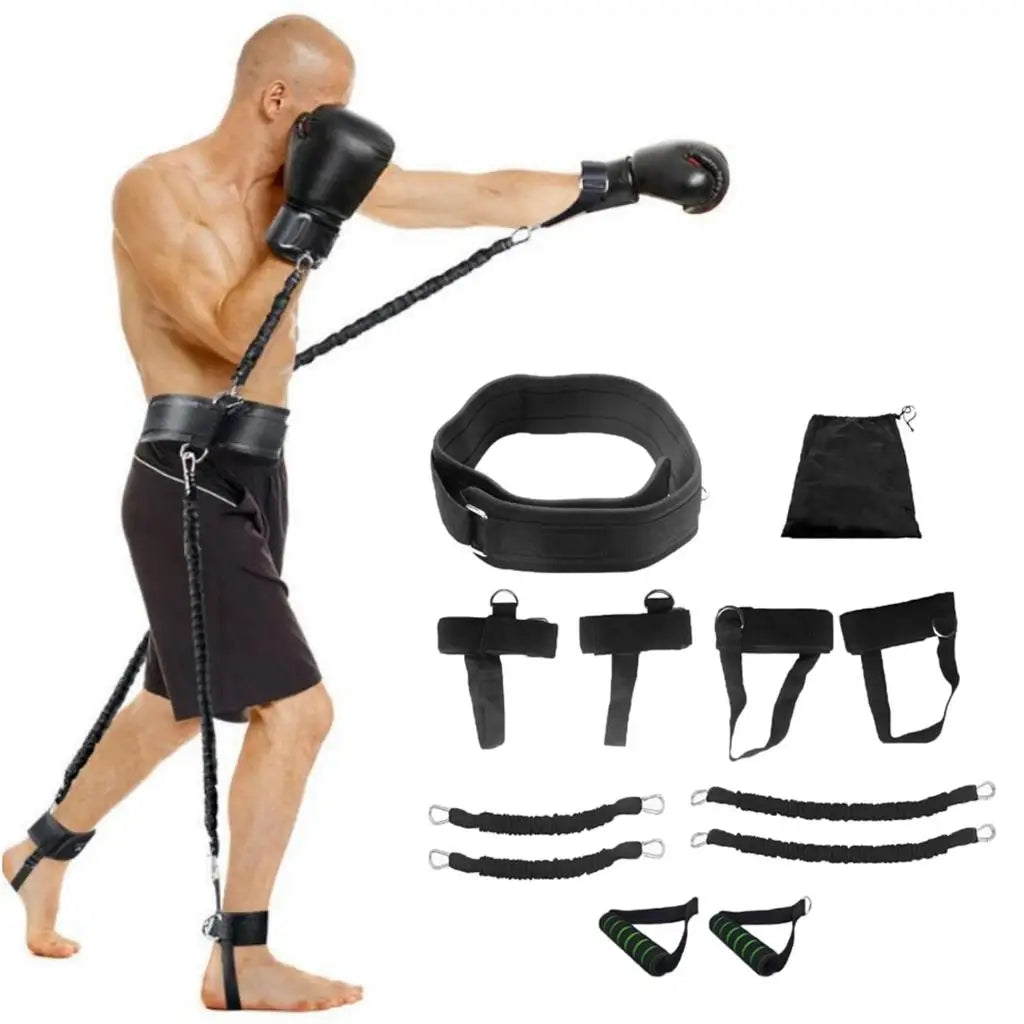 Resistance Band Training Set Portable Heavy Duty Arm Leg Speed Strength Agility Strap 12 Piece Kit - 11 Kg