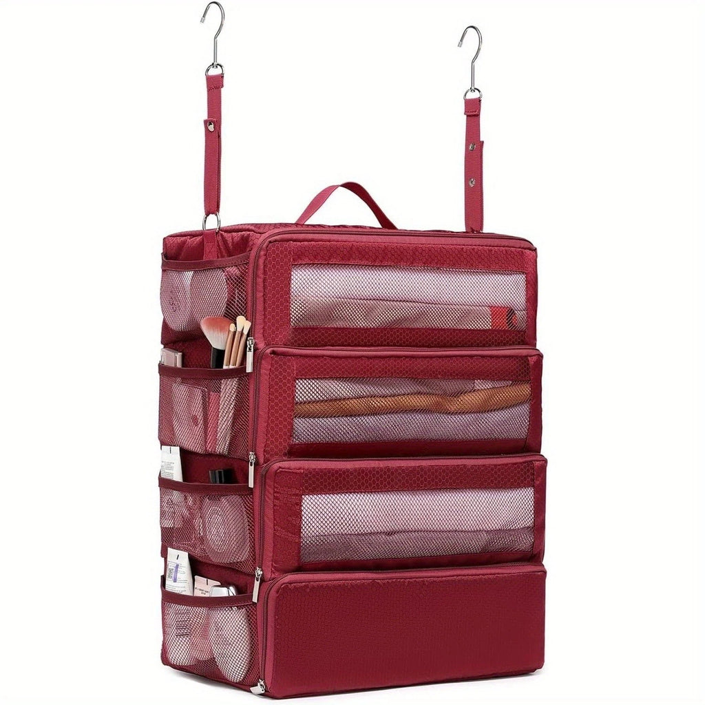 Hanging Suitcase Organizer 19.8in High Capacity Travel Luggage Storage Bag - Red