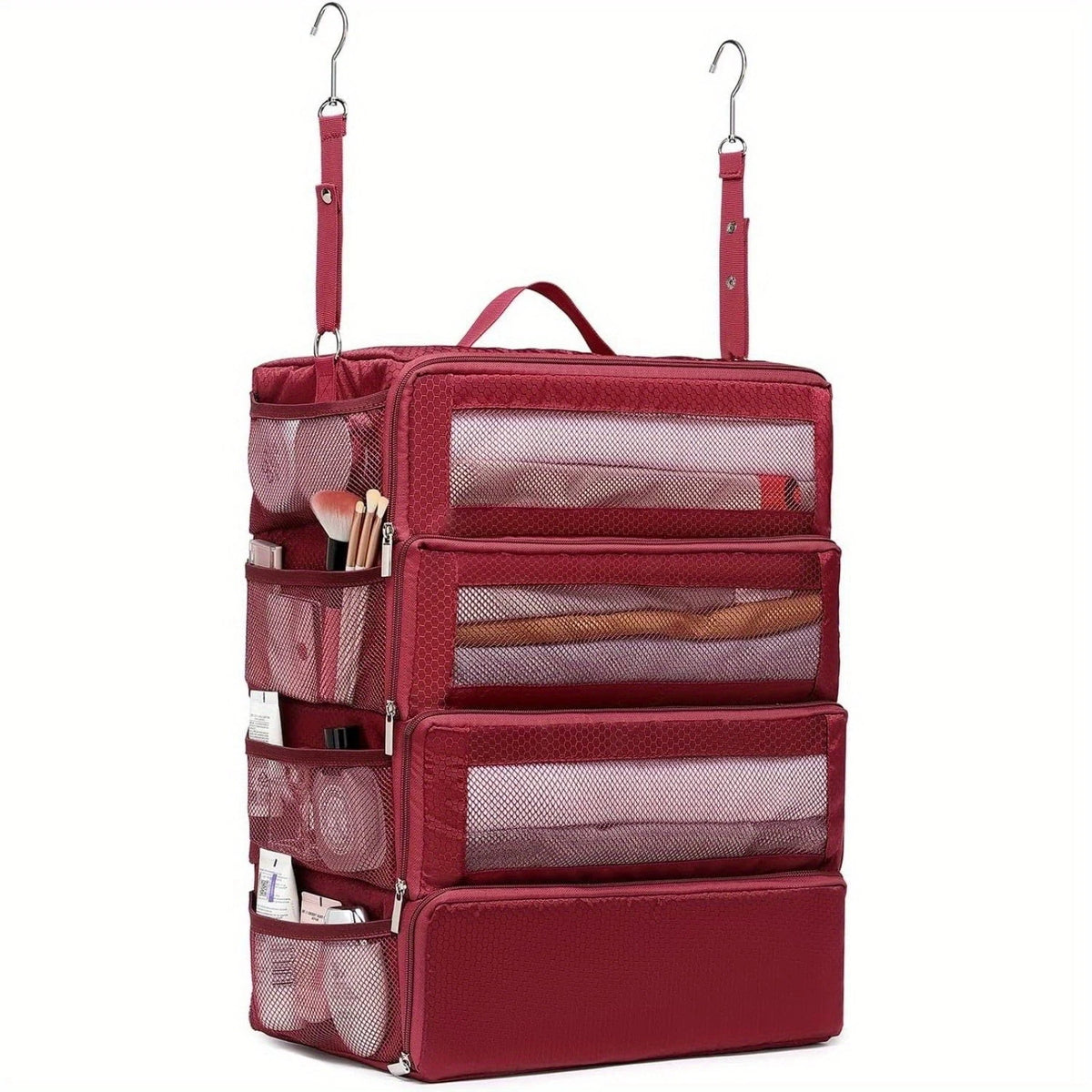 Hanging Suitcase Organizer 19.8in High Capacity Travel Luggage Storage Bag - Red