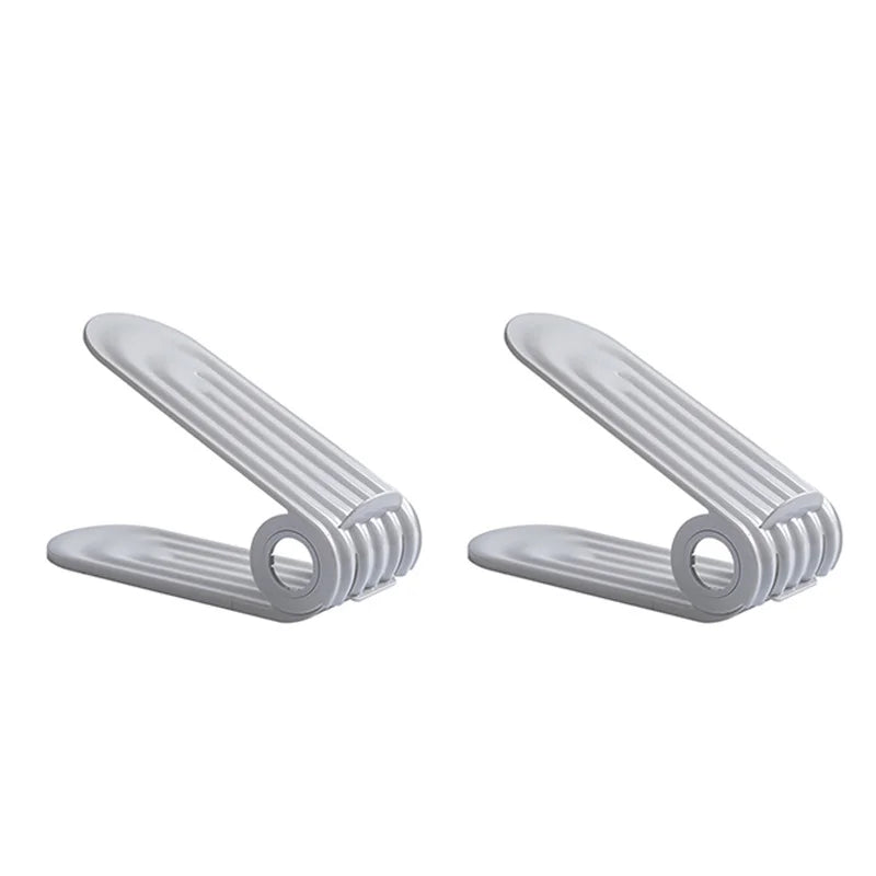 2 Pack Adjustable Shoe Slot Organizer Double Layer Space Saving Shoe Storage Rack – Grey