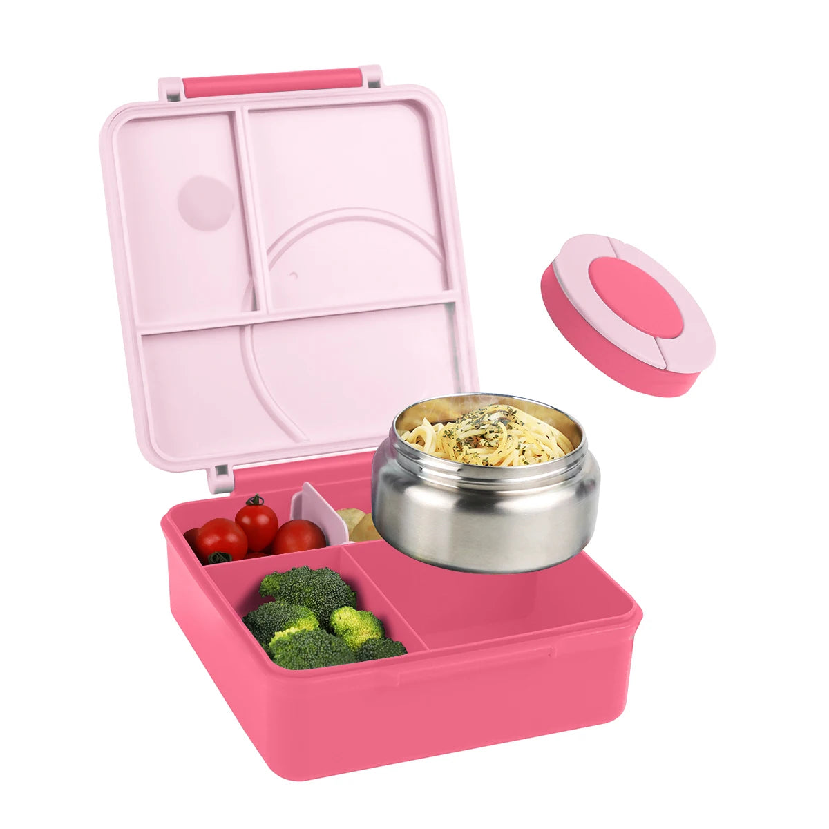 Lunch Box 1.6L 4 Compartment Bento with Insulated Soup Container - Pink