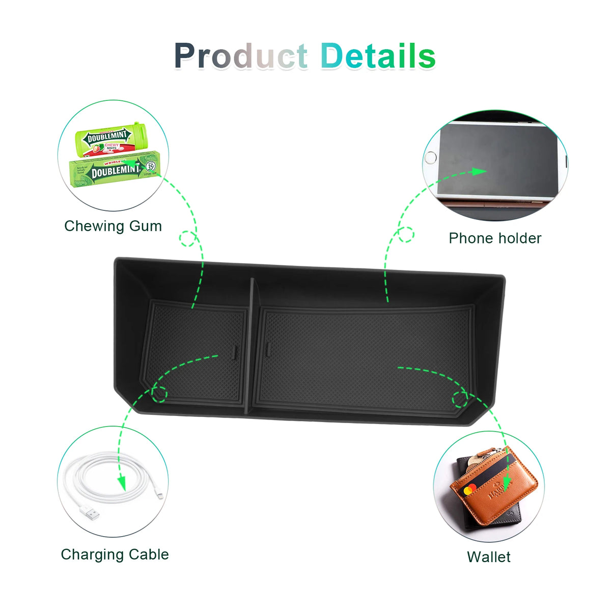 Car Console Storage Box ABS Central Organiser Tray