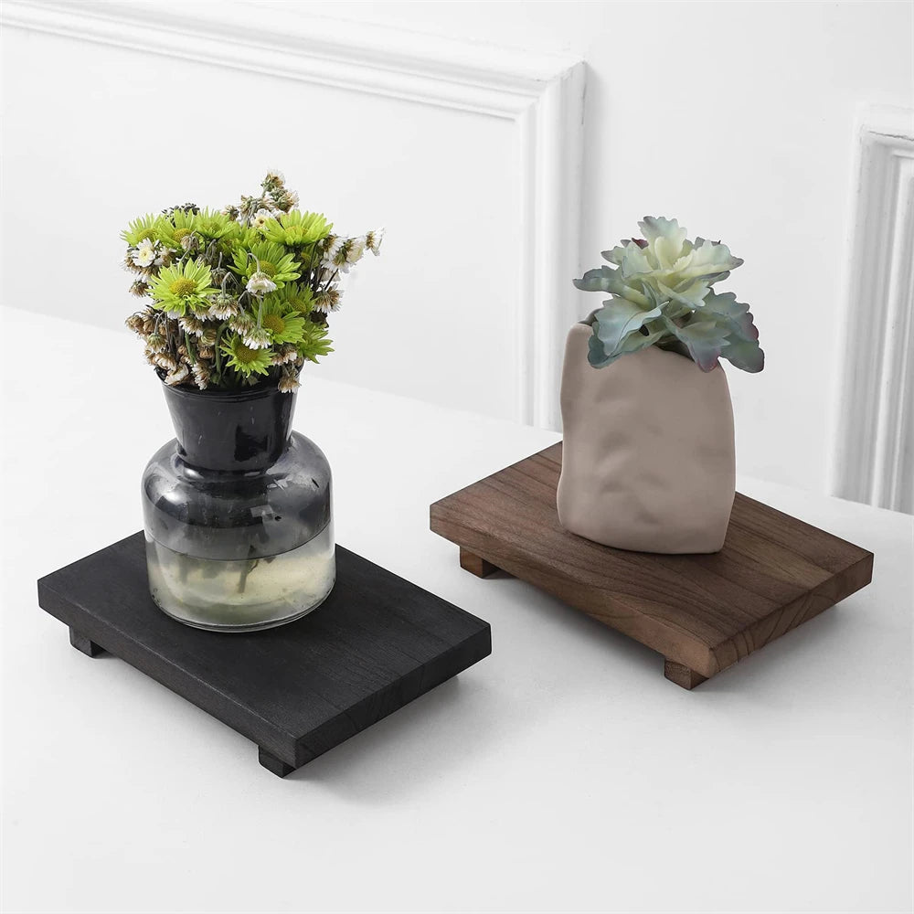 Handmade Wooden Pedestal Stand Bathroom Counter Riser Kitchen Soap Tray Rustic Display Shelf – Walnut
