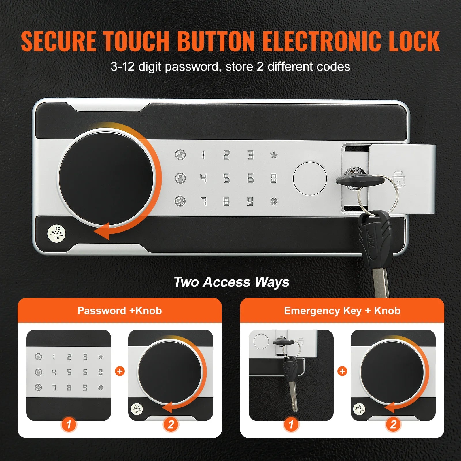 Depository Box 1.7C Electronic Keypad Cash Storage with Drop Slot and Vibration Alert