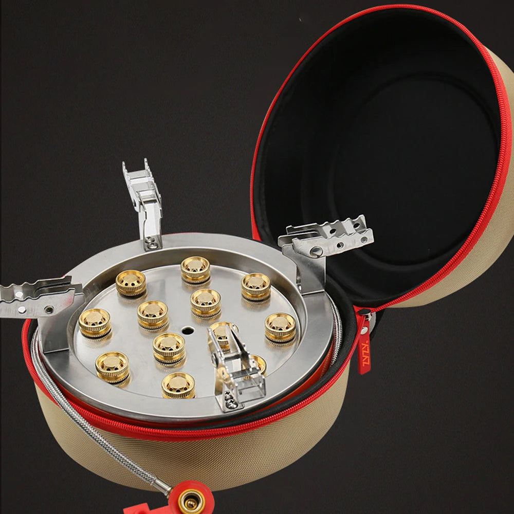 Camping Stove 21800W 12 Core Burner Piezo Ignition Portable Cooker – Orange